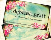 Printable Business Card / template / vintage / Business Card / Custom / digital download / garden pink flowers in the sky