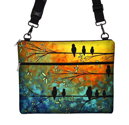 15 inch Laptop Bag for MacBook Pro 15" Case Sleeve Cover Mac Laptop Messenger Bag with Strap  - Birds of a Feather MADART (RTS)