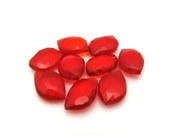 Hot Cherry Red Quartz fancy leaf shape briolettes, 9 pieces, 12mm