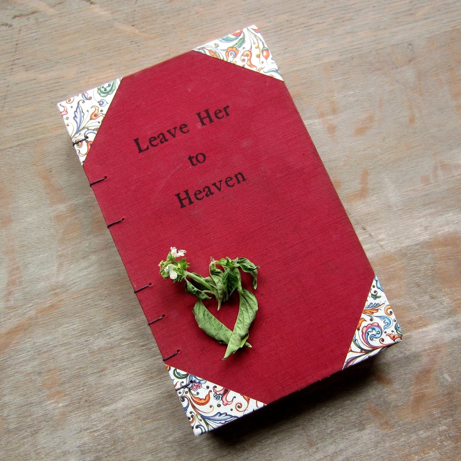 1944 - Coptic journal - Upcycled Red Vintage Blank Book - Leave Her To Heaven - 240 pages