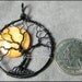 Under A Halloween Moon - Full Moon Tree of Life Pendant Orange Pearl Coin Bead Black Wire Haunted Forest Harvest Moon Jewelry Design Star