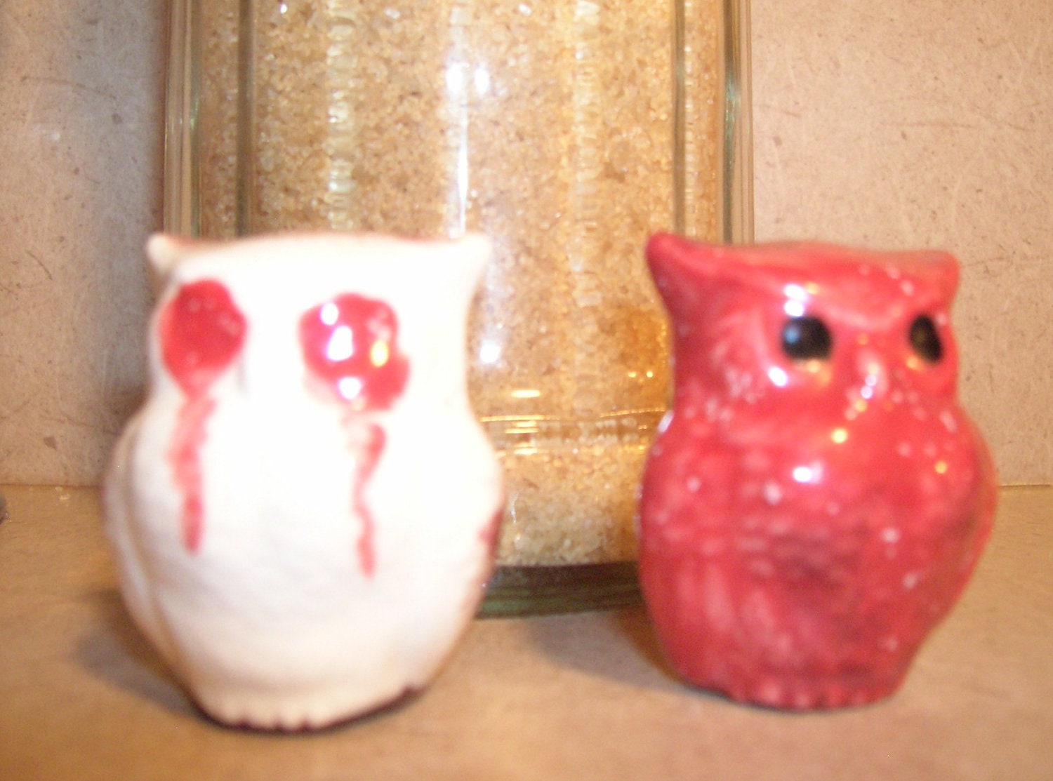 HOLIDAY/ANYDAY ART - Two Mini Evil Zombie Owl Trinkets - Blood Dripping Eyes, Black Eyes, Strangely Cute