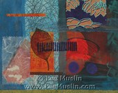 Into the twilight leaves come dancing - small original abstract collage