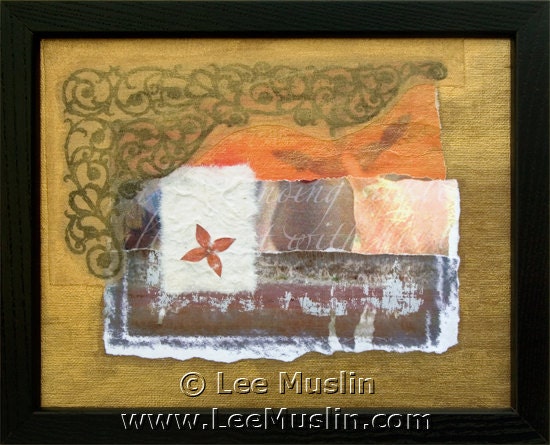 Sealed with a Kiss - small original abstract collage