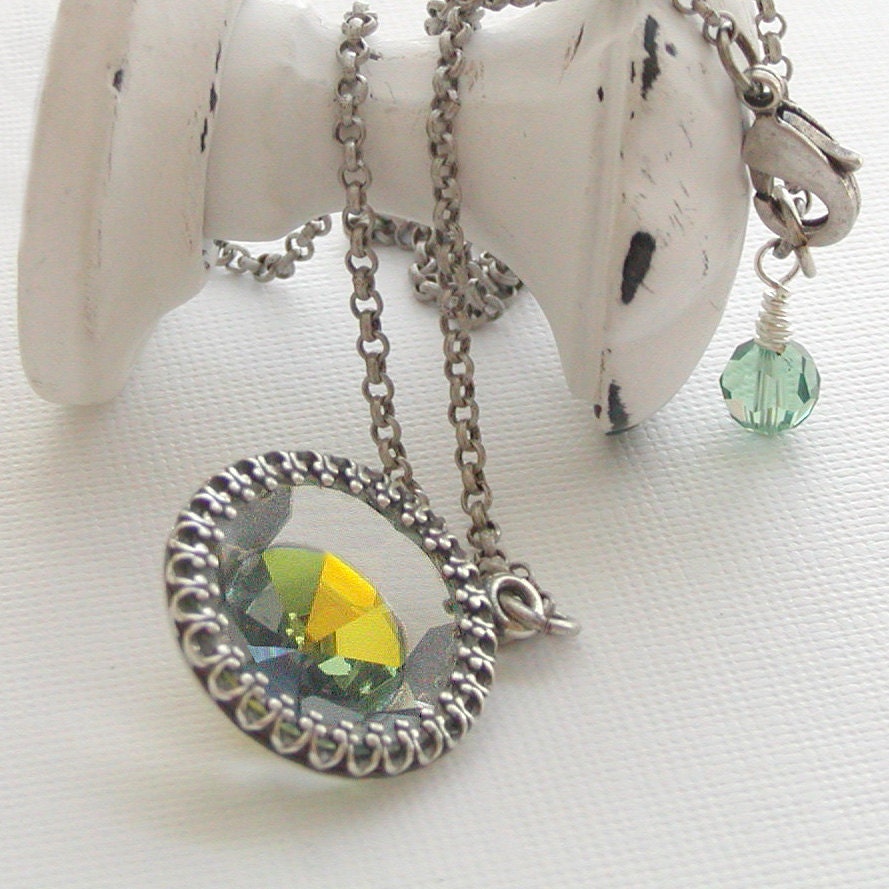 Crystal Necklace - Rare Swarovski Crystal - Double sided pendant