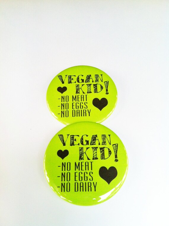 Green Vegan Kid 2.25 inch Pinback Button