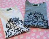 Rhinestone Cake Screen Printed Tee in Gray or White