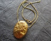 Vintage Goldtone Cameo Pendant  on a 16 inch Chain