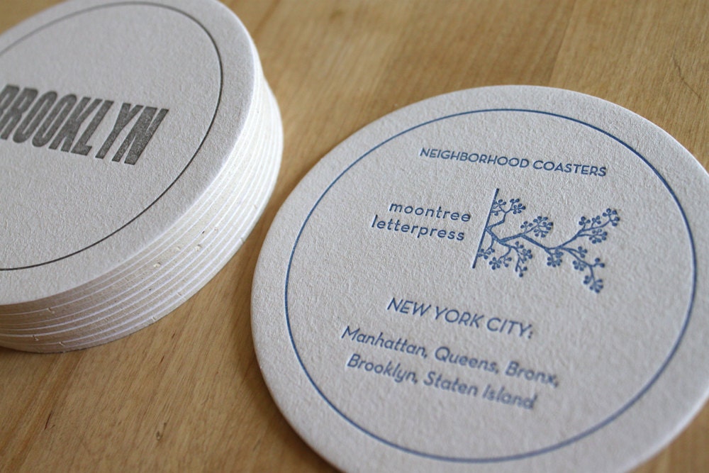 NEW YORK CITY Letterpress Neighborhood Coasters (Pack of 10)