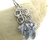 Chainmail Earrings Sapphire Crystal Earrings Swarovski Jewelry Sterling Silver Blue Autumn Fall Fashion Jewelry - Teardrop No. 2