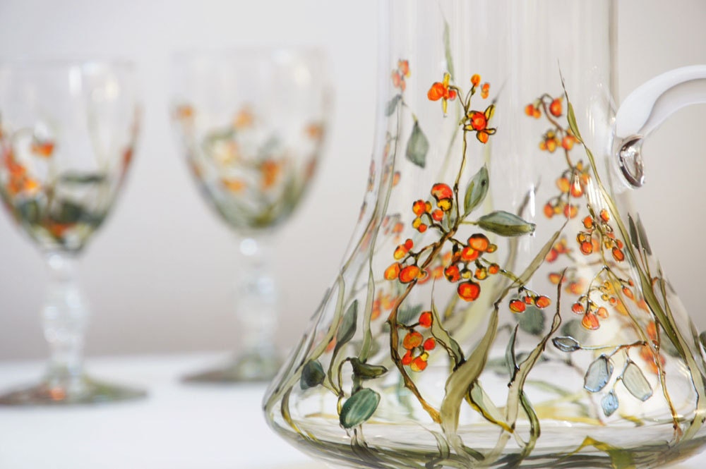 ready to ship - Wine Set for 2 - Fall Berries Collection
