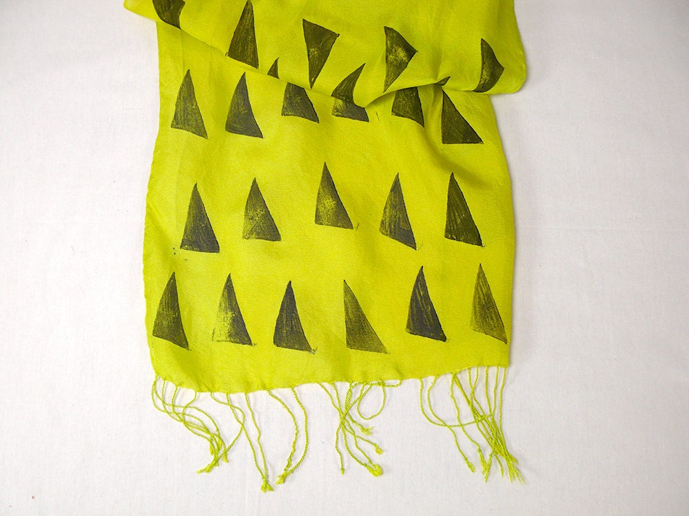 Chartreuse Triangles Silk Scarf