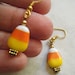 Halloween Candy Corn Earrings, Lampwork Glass Beads, Holiday, Autumn, Kitsch, Orange
