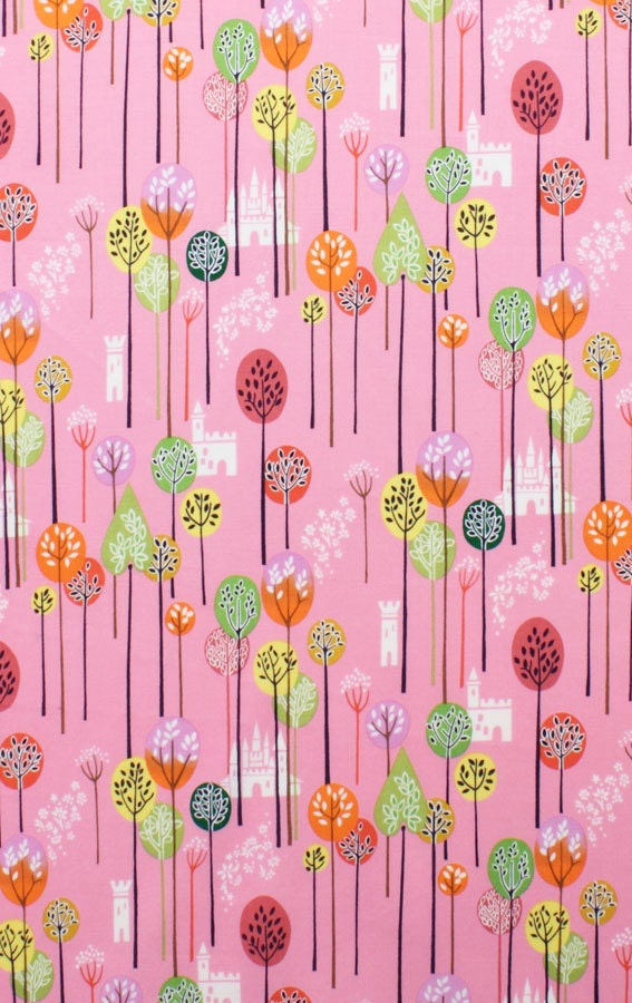 1 Yard Once Upon A Time Enchanted Forest on PINK Alexander Henry Cotton Fabric