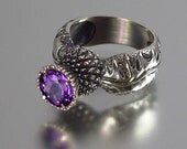 BLOOMING THISTLE silver ring with Amethyst
