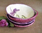 Ceramic Prep Bowls Set of  FOUR Dragonfly style