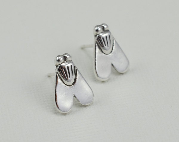 Fly of Valor Earrings - Sterling Silver - Ancient Egyptian Amulet