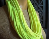 Neon Yellow Jersey Scarf Upcycled Layered Tshirt Scarf Necklace