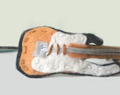 Embroidered Felt Guitar Headband - Brown and White with Silver Strings and Metal Headband - READY TO SHIP
