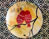 Look Deer - Pocket Mirror Red Russian matryoshka Love Birds owls woman purse accessory bag watercolor art painting Canada Oladesign