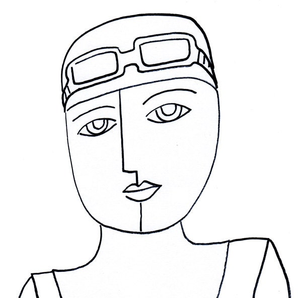 Olympic ART - swimming art print, Swimmer Art, Girl Art, Woman Art, Swim Art, Swim Line Drawing Print - 5 x 7 Giclee