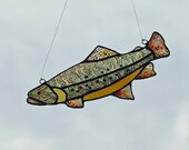 Stained Glass Brook-Trout with Iridescent Glass and Upcycled Beer Bottle Glass