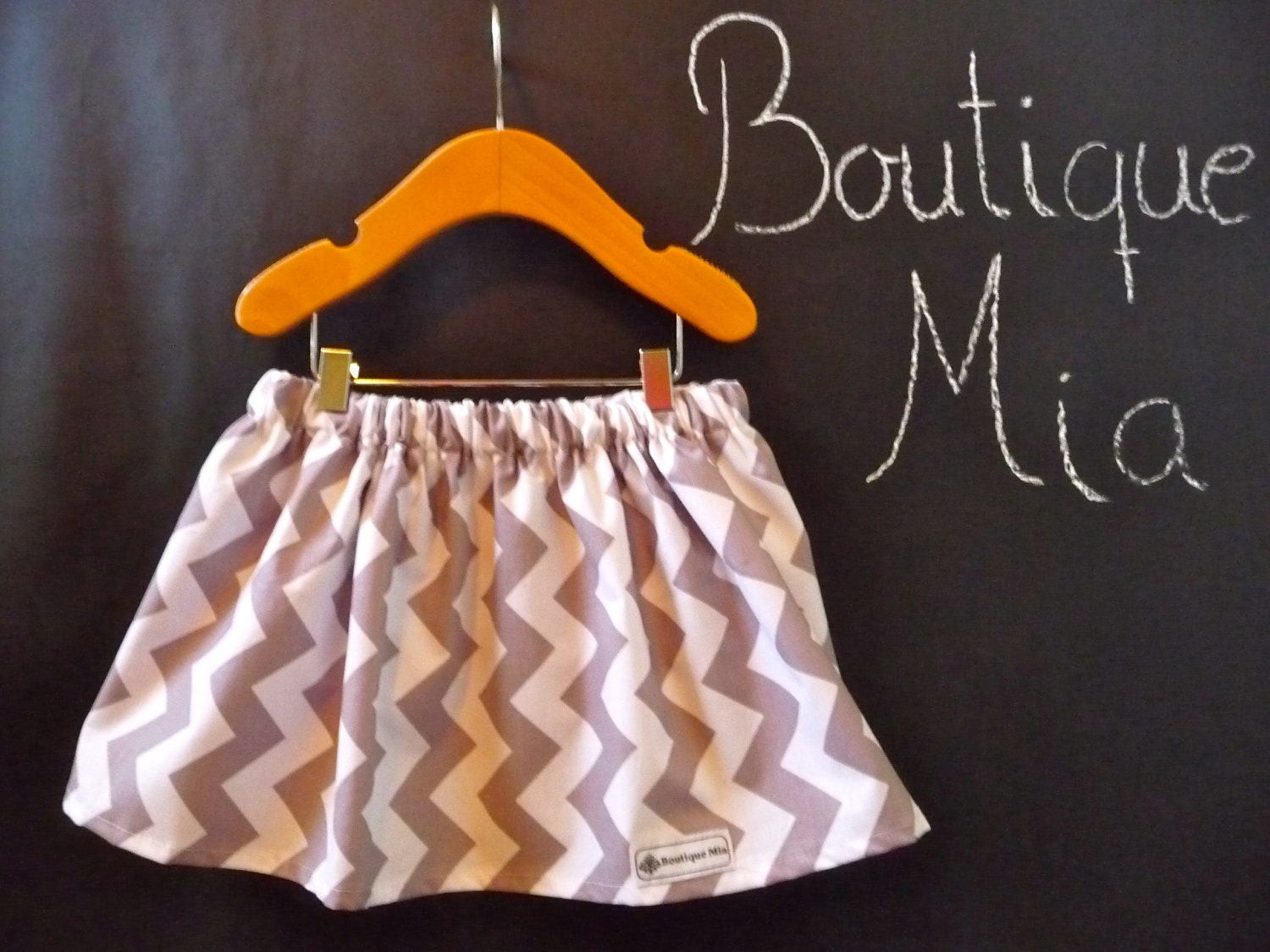 BUY 2 get 1 FREE - Skirt - Riley Blake - Grey Chevron - Pick the size Newborn up to 12 Years by Boutique Mia