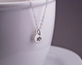 Yoga Necklace, Lotus Necklace, Yoga Jewelry, Small Lotus Charm Necklace, Hand Stamped Necklace, Tiny Charm Necklace