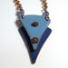 Blue Enamel Necklace . Chevron Jewelry . Copper Chain Necklace