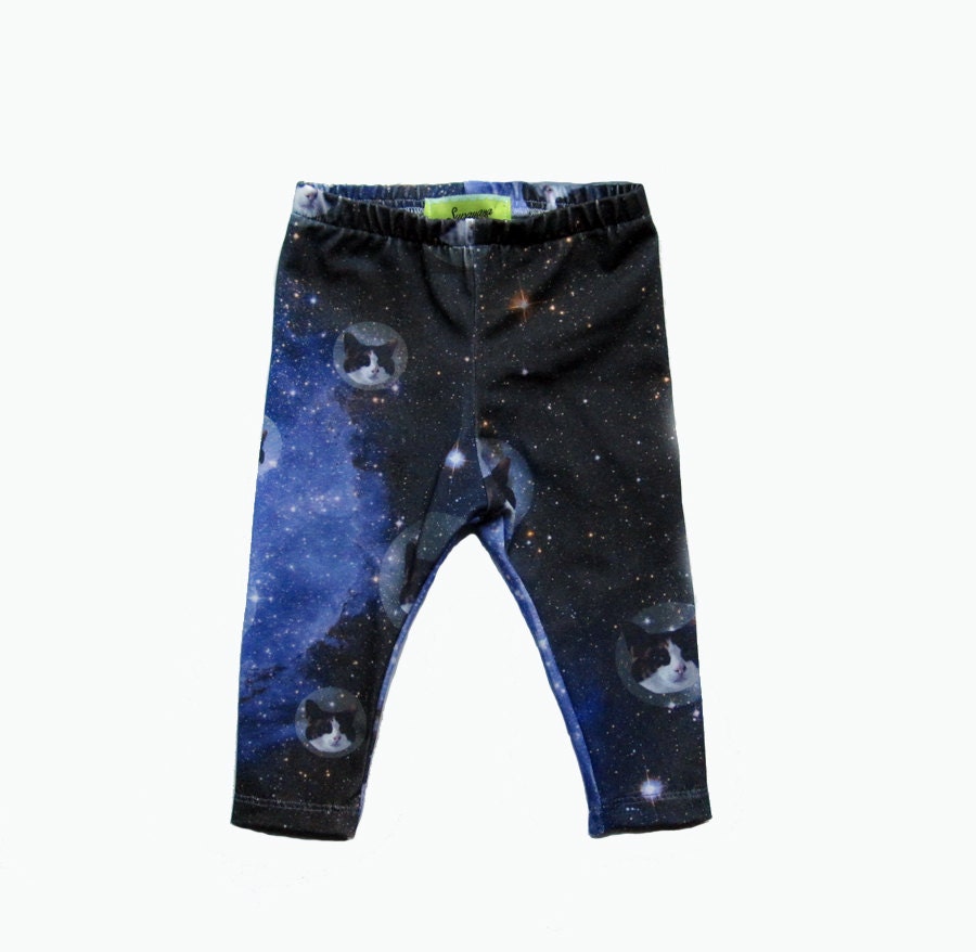 SPACE CATS baby leggings in cotton/spandex jersey