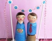 Hand Painted Love Boxes Custom Anniversary Cake Toppers Stand and Bunting to match