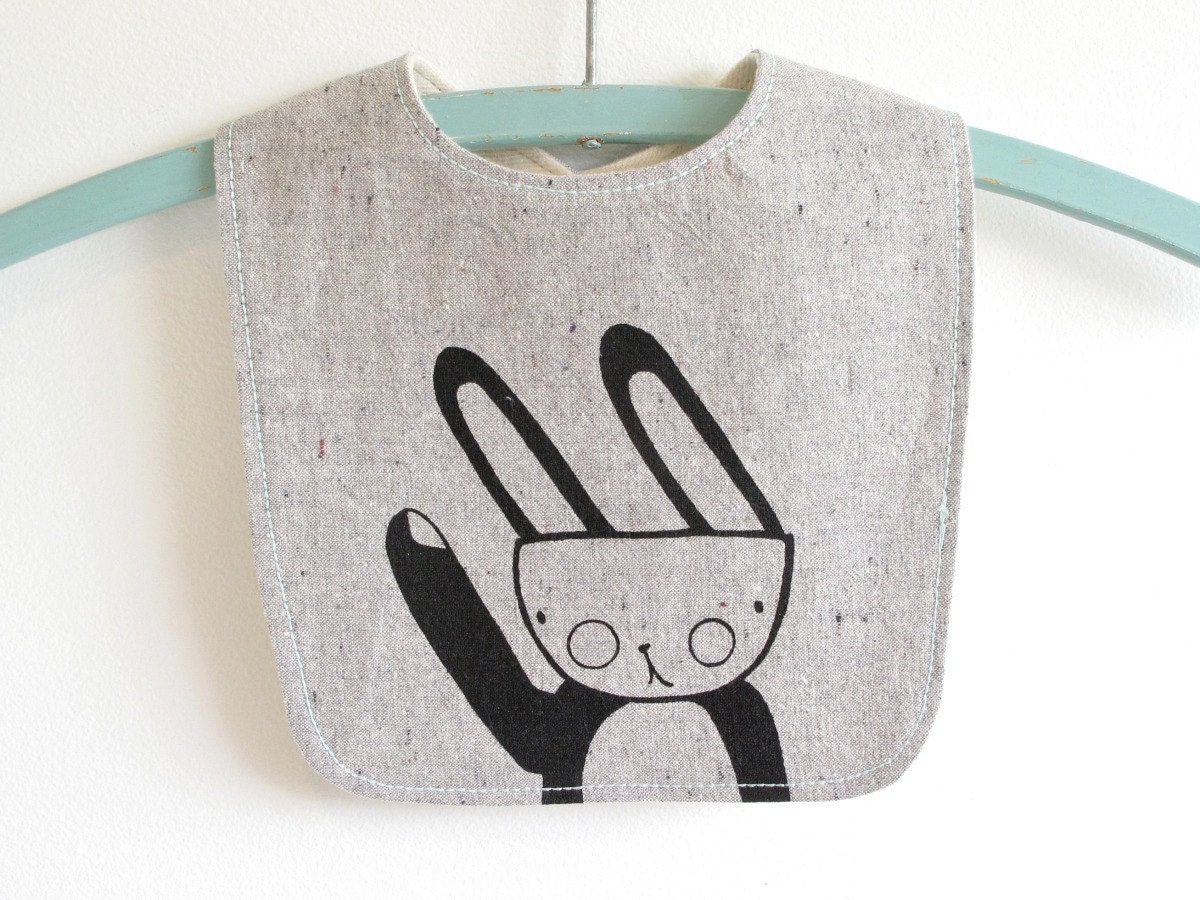 organic bib, windy bunny, baby bib