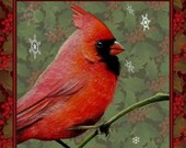Cardinal Bird Art Holiday Greeting Card by Melody Lea Lamb