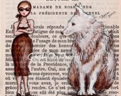 Game of Thrones-inspired print - The Lady And Her Direwolf - 7.5 x 7.5 Print