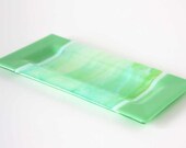 Fused Glass Serving Platter Plate Dish in Spring Green Art Glass - GetGlassy