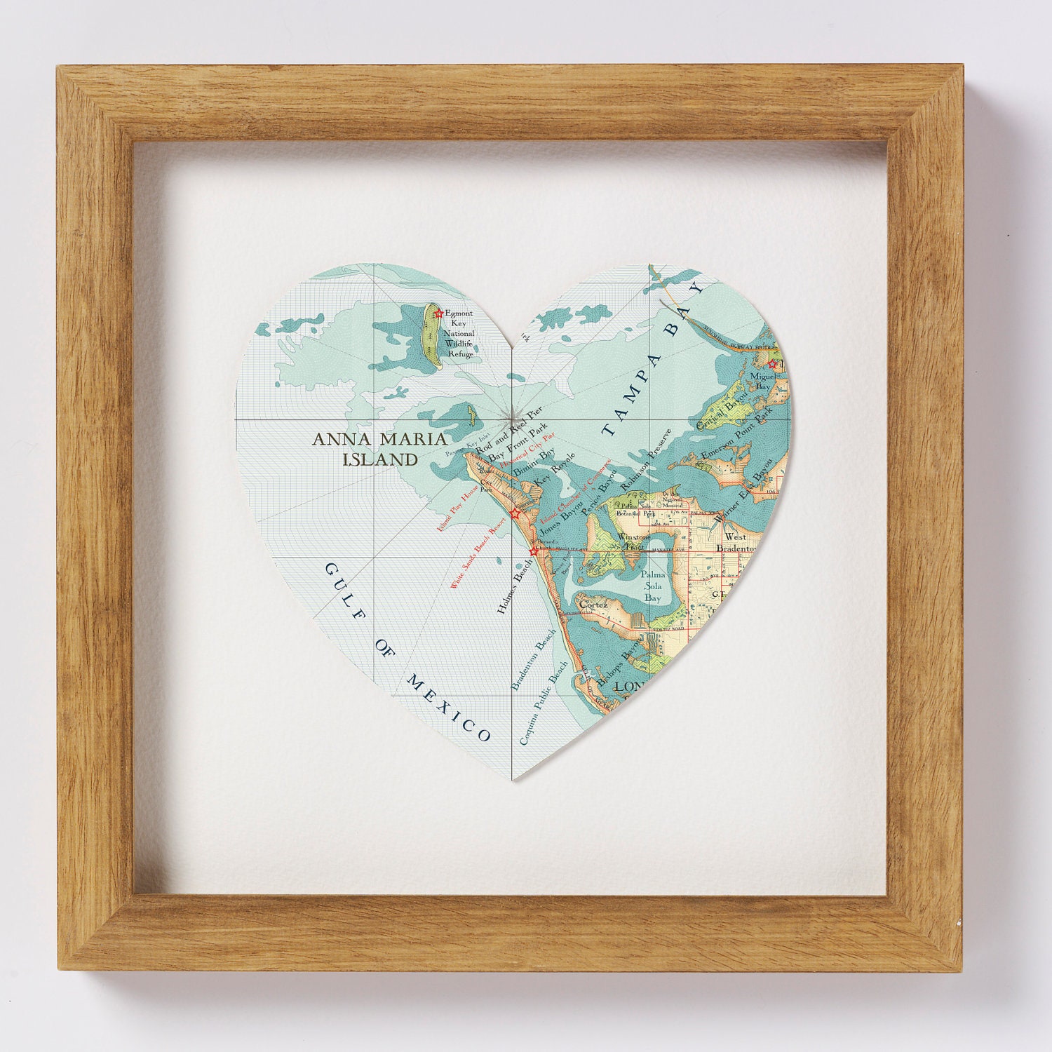 Anna Maria map heart print - framed