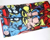 Avengers wallet fabric clutch comic book bifold Iron Man Wolverine Hulk themed