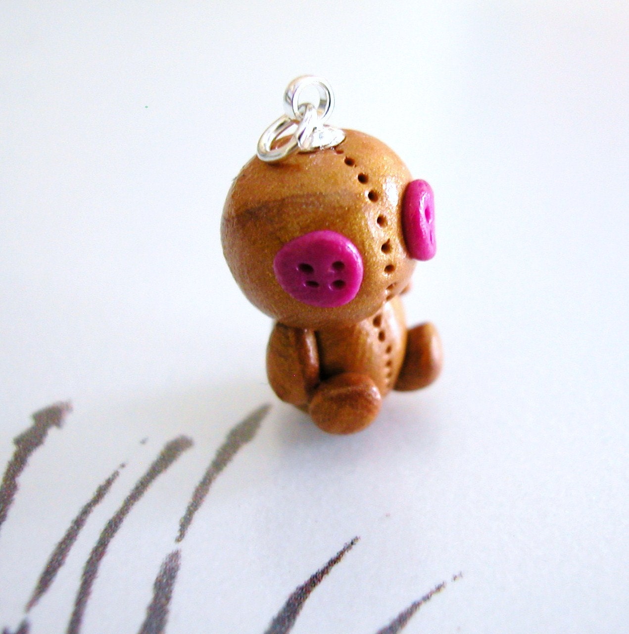 Sack Baby Pendant Charm Gold and Purple Handmade Polymer Clay