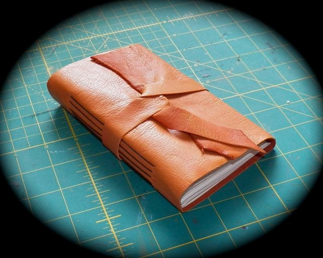 Scraps Happen No. 3 - Caramel color Leather Journal -