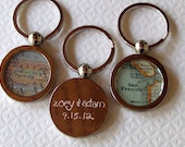 Hand Engraved Map Key Chain Ring  You Choose the City Vintage Atlas Great Groomsmen Gift