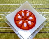 Fused glass dish  Retro Orange free shipping UK