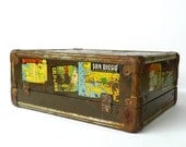 WWII Sailor Small Travel Trunk with Decals - marybethhale