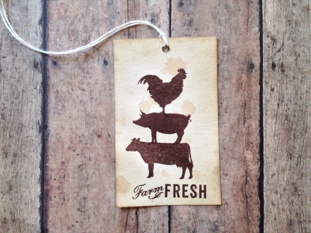 Farm Fresh-Hand Stamped Vintage Style Gift Tags
