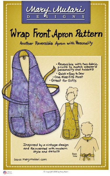 Apron Pattern, Mary Mulari's Wrap Front Apron-Free US Shipping
