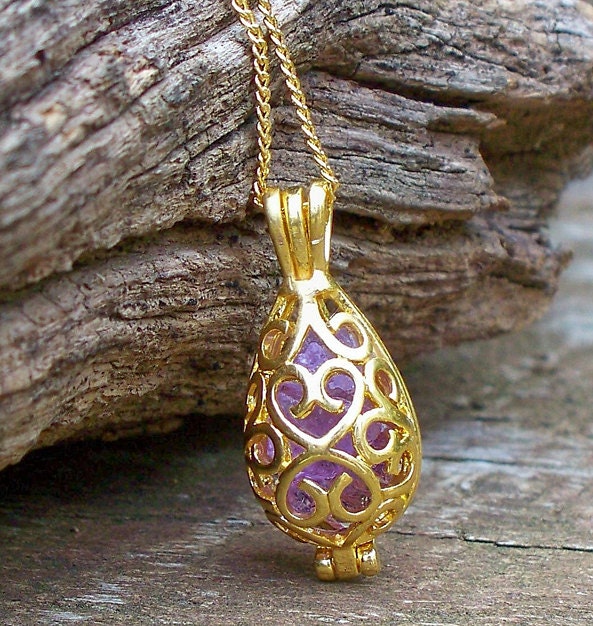 Recycled Vintage Amethyst Bottle Gold Necklace