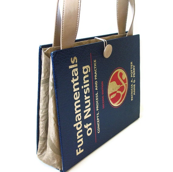 Book Purse Fundamentals of Nursing Book Handbag Fashionable Bag for a Nurse Blue bookpurse