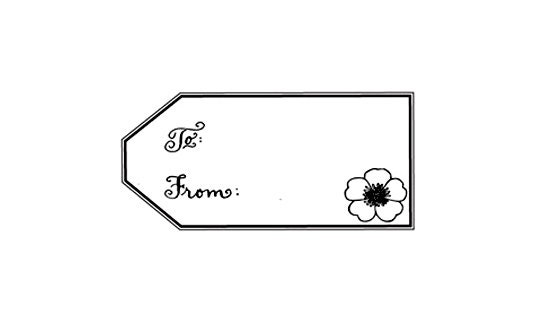 Poppy Gift tag calligraphy rubber stamp