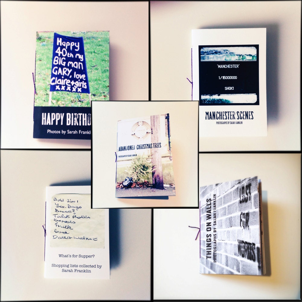 Five Mini Zines - Shopping Lists, Christmas Trees, Birthday Banners, Manchester TTV Photos, Graffiti