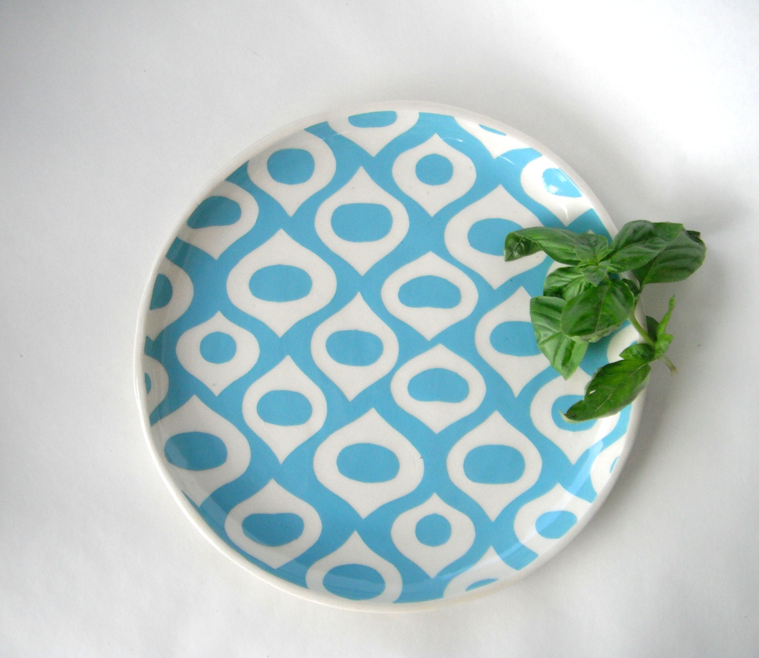 Round serving platter or tray Mediterranean pattern