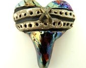Raku Heart Cabochon Ceramic Jewelry Supply Handmade       by MAKUstudio